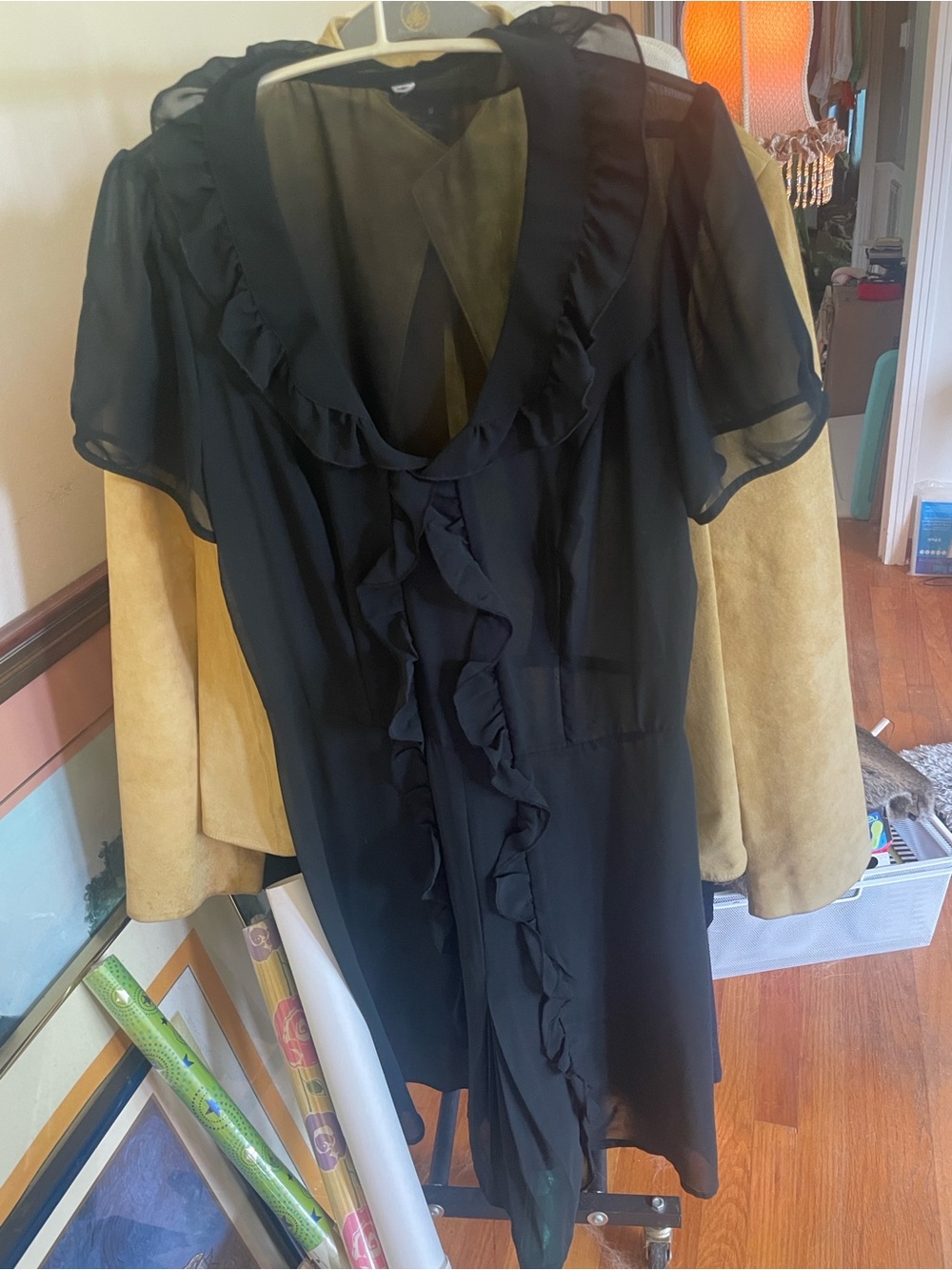 sheer black ruffle dress